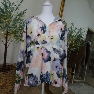 FLORAL WATER PROOF 1/2 ZIP PULLOVER